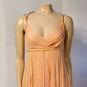 Strenesse peach chiffon adjustable strap dress, empire waist, lining, Size 4/EU